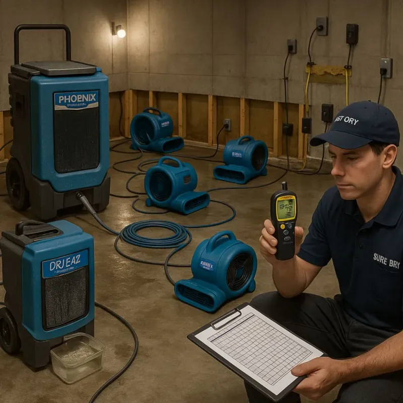 Structural Drying and Dehumidification process in Westmont, CA